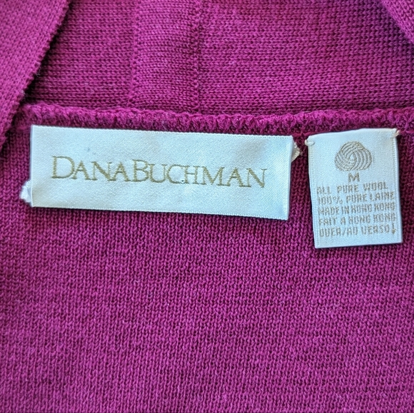 Vintage 90s Dana Buchman Purple Sweater Open Cardigan 100% Wool Drop Shoulder M - Picture 4 of 9